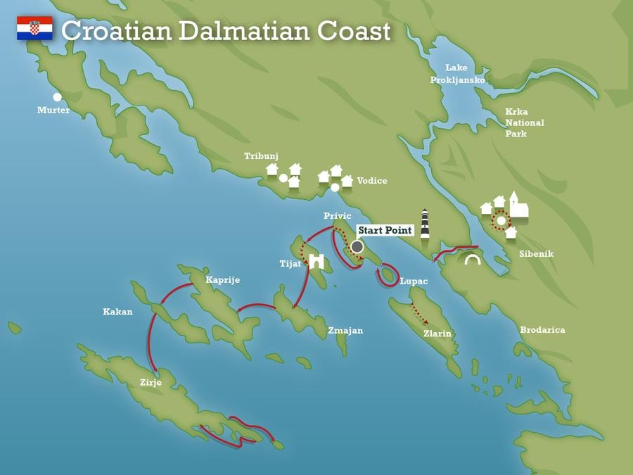 adriatic ชายฝั่งแผนที่โครเอเชีย