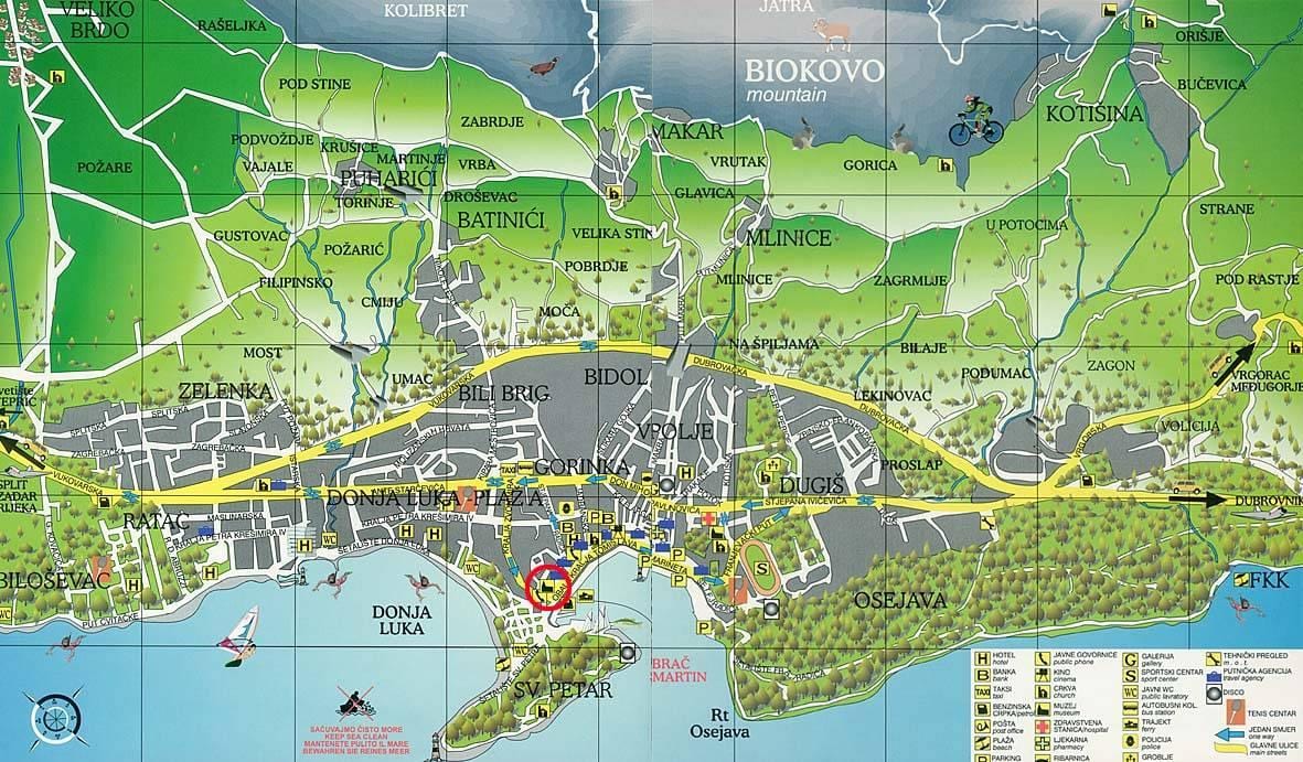 แผนที่ของ makarska โครเอเชีย