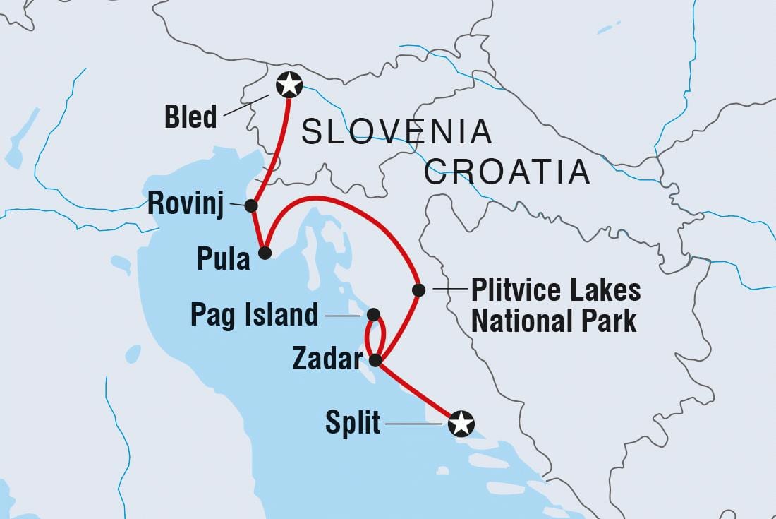 plitvice โครเอเชียบนแผนที่