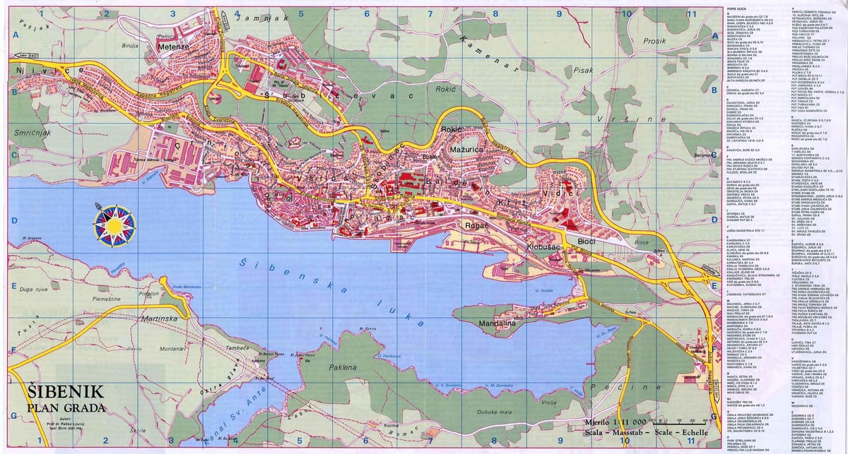 แผนที่ของ sibenik โครเอเชีย