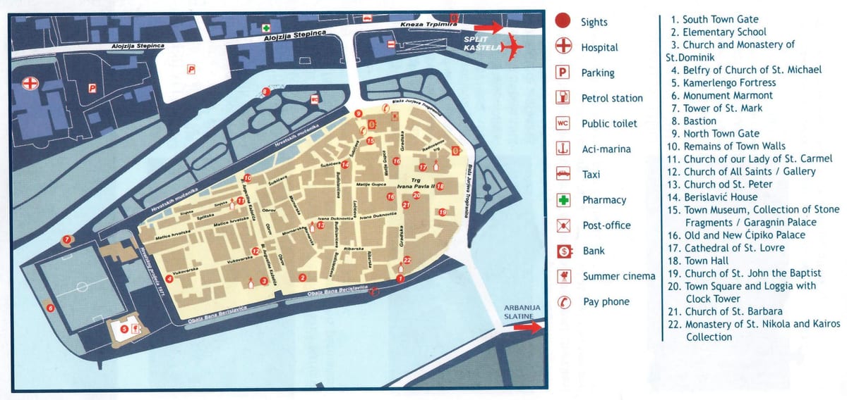 โครเอเชีย trogir แผนที่