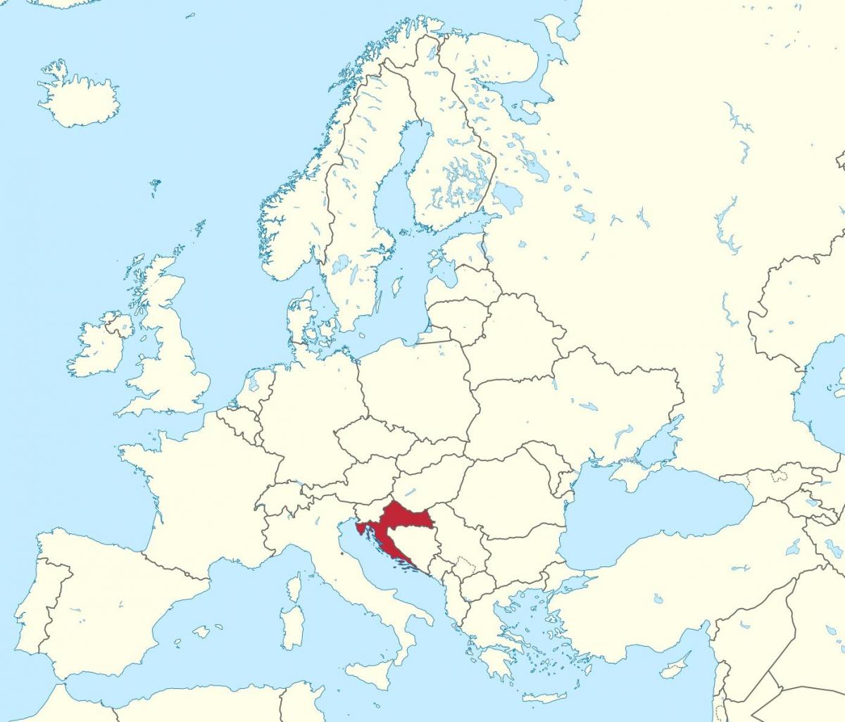 โครเอเชียในแผนที่ของยุโรป