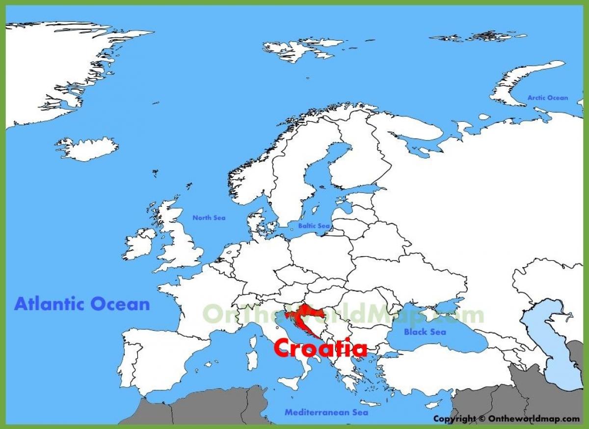 โครเอเชียตำแหน่งของโลกแผนที่