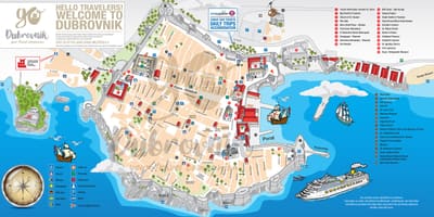 แผนที่ของเก่าของเมือง dubrovnik โครเอเชีย