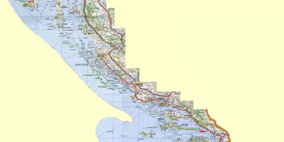 แผนที่ของโครเอเธียนอกชายฝั่งและหมู่เกาะ