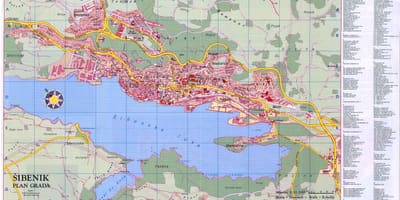 แผนที่ของ sibenik โครเอเชีย